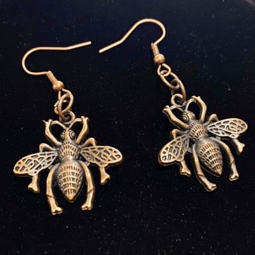 Bee Earrings Bee Necklace Big Bumblebee Earrings Honeybee Earrings Bee Earrings Queen Bee Bug Jewelry Retro Bronze Gift