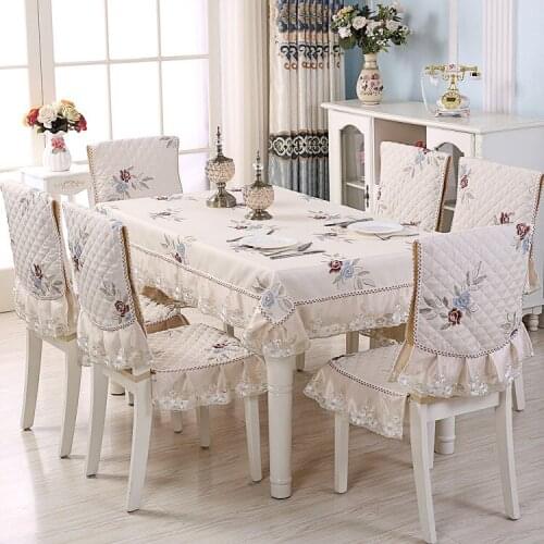 Pastoral Floral Lace Fabric Christmas Party Home Kitchen tablecloth Set Suit table-cloth rectangular table cloth chair cover