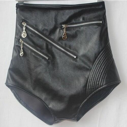 Shorts Women Star Shorts Ds Costume Female Singer Clothes Trigonometric Shorts Women\x27s Sexy High Waist Pu Leather Fur Shorts