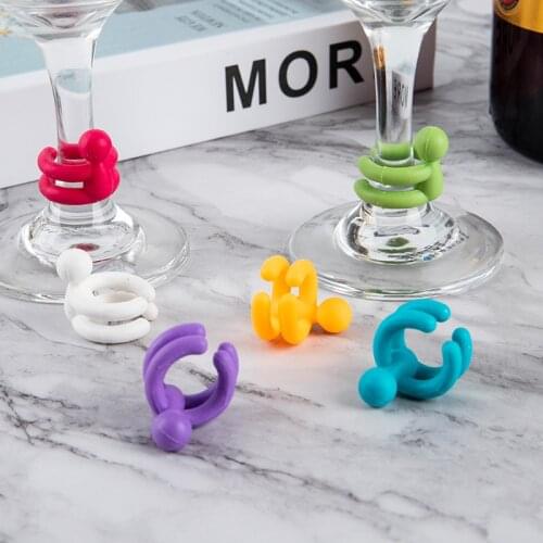 Wine Cup Mixproof Silicone Marker Bars/Party Prevent Confuse Rubber Wine Glasses Label With Bottle Stopper
