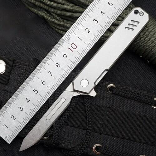 Titanium Alloy Folding Knife Scalpel Portable 440c Stainless Steel Replaceable Blade