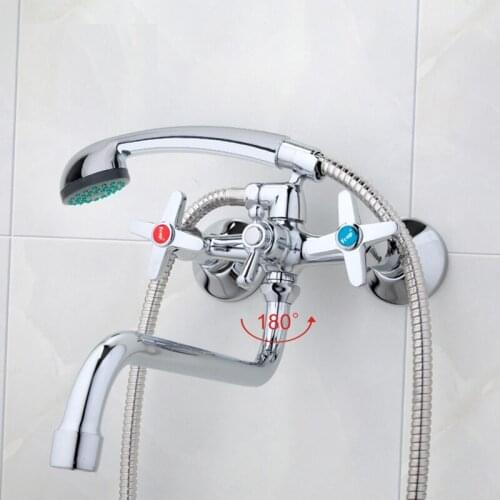 Bathroom faucets long water outlet tube move 90 degrees left and right Simple style hot and cold water