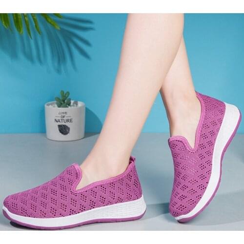 Womens Shoes 2021 Summer Mesh Casual Sports Shoes Women Hollow Out Flat Shoes Woman Soft Bottom Non Slip Sneakers Shoes