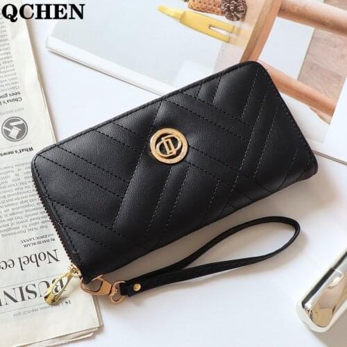 Wallet Women Long Luxury Brand Leather Coin Purses Tri-fold soft skin buckle Clutch Female Money Bag hand Credit Card Holder 851