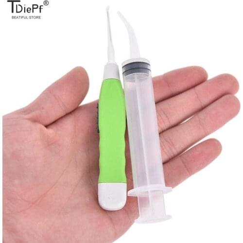 1Set LED Light Ear Wax Remover Stainless Steel Earpick Irrigator Syringe Clean Care Tool New Tonsil Stone Remover Tools