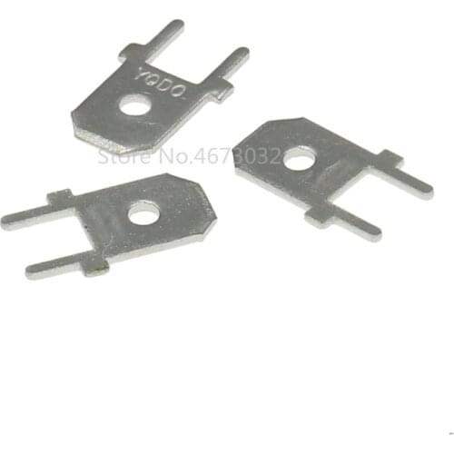 100pcs 6.3 Inserts Plug Spring Terminal 250 PCB Solder lug DJ611 6.3 thickness 0.8 two legs ,PCB welding sheet