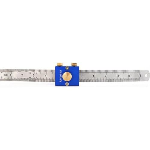 12 Inches Ruler Positioning Block Wooden Woodworking Line Locator Stop Block DIY Measuring Tool with 12in Steel Ruler