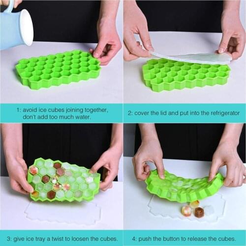 2-Pack 74 Ice Cube Trays Summer Honeycomb Shape Ice Cube Ice Cube Mold Storage Containers Drinks Molds for Chilled Drinks