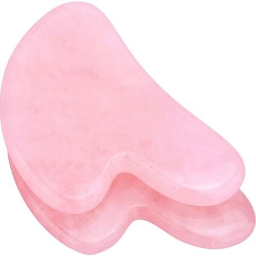 2pcs Resin Heart-shaped Massage Scraping Board Natural Rose Quartz Stone Face Neck Body Massager Massage Board