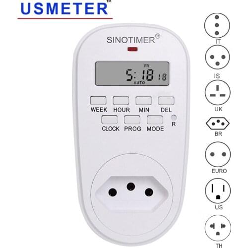 TM518 Timer switch scoket digital Plug in timer Weekly Programmable timer plug 220V 110V AC BR EU UK US IL IT Socket timer