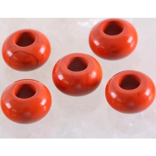 5Pcs Big Hole Beads Natural Stone Red Jaspers for Men Women Gem DIY Jewelry Making Earring Necklace Ring 14mm Spacer Bead K1012