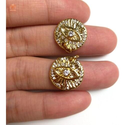 5pcs Evil Eye Gold Round Gold Charm Pendant Evil Eye Amulet Pendant Coin Pendant Necklaces For Women Jewelry Honors Day Gift Y