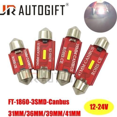 50xNew Festoon CSP LED Bulb 31/36/39/41mm C5W C10W 12-24V Super Bright Car Dome Light Canbus No Error Auto Interior Reading Lamp