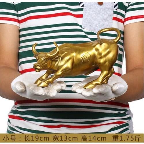 8inch ( Length ) Big Wall Street Bronze Fierce Bull OX Statue-Brass