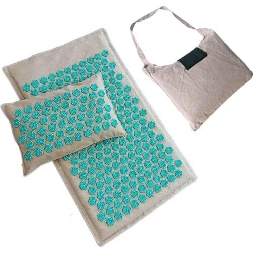 Acupuncture Mat Pillow Set Massage Yoga Mat Spike Acupressure Mat Cushion Neck Bag Pain Relief Better Deeper Sleep