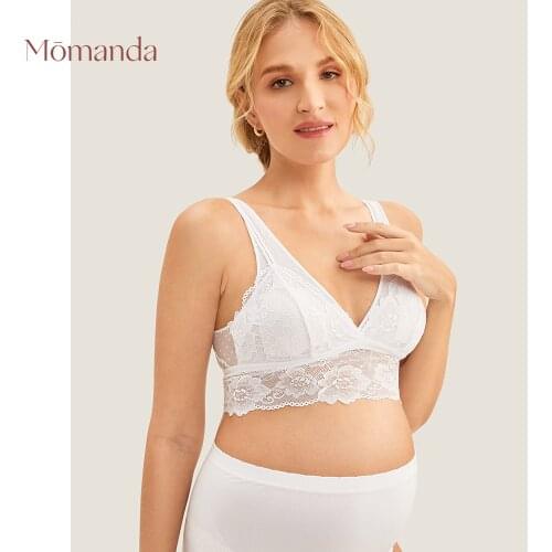 MOMANDA Womens Lace Bralette Maternity Nursing Bra Breast Feeding Underwear with Removable pads