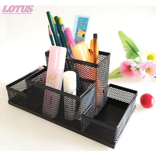 HOT Black Metal Mesh Box Pen Pencils Holder Case Desk Stationery Storage Organizer Home Office useful save space 1pc