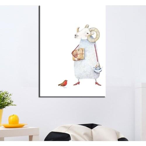 Canvas Prints City Wall Pictures For Living Room 1 Panel Canvas Art Decor Pictures Canvas Pictures For Kids Room Cartoon Goat