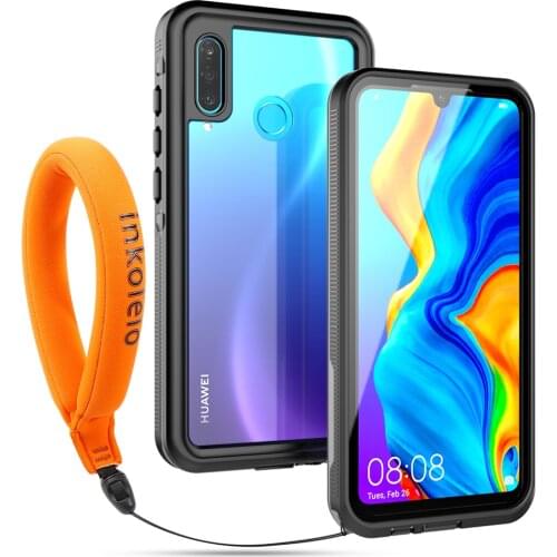 Inkolelo Huawei P30 Lite Waterproof Case Built-in Screen IP68 Full Sealed Shockproof Cover for Summer Swimming Diving Black