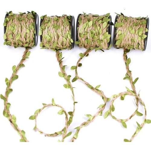 10M/Lot Artifical Leaf Natural Twine Rope Burlap Ribbon DIY Craft Vintage For Home Wedding Party Decoration