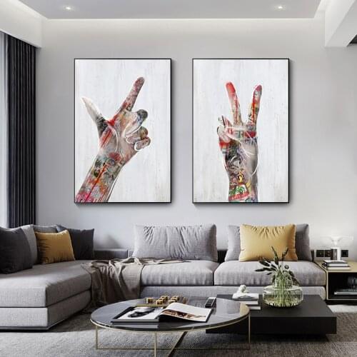 LOVE Hands Canvas Painting Colorful Street Graffiti Art Posters and Prints Creativity Nordic Wall Pictures for Living Room Decor