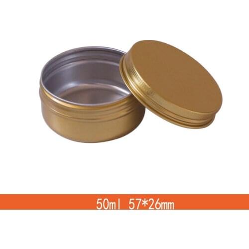 Cosmetic Cream Container 50 ML Aluminum Jar Round Gold Empty Foundation Compact Screw Cap Sealed Pomade Refillable Box Dia 57mm