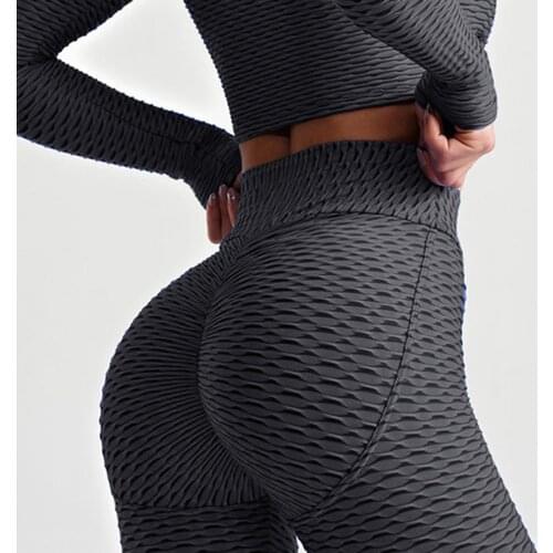 Textured Leggings Fitness Yoga Pants Women Seamless Tights High Waist Workout Elastic Trousers Gym Running Sports Pants 2021