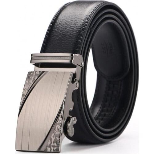 Men Belt Genuine Leather Alloy Automatic Buckle Business Affairs Simple Fashion Casual Strap Popular Male Luxry Brand Black Belt
