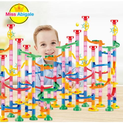 133pcs Set DIY Construction Marble Run Race Track Building Blocks Kids 3D Maze Ball Roll Toys Children Christmas Gift