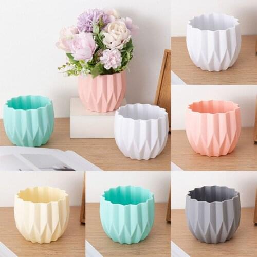 Nordic Simple Striped Flower Pot Resin Ceramic Thickened Large Flower Pot Garden Decoration Solid Color Succulent Flower Pot