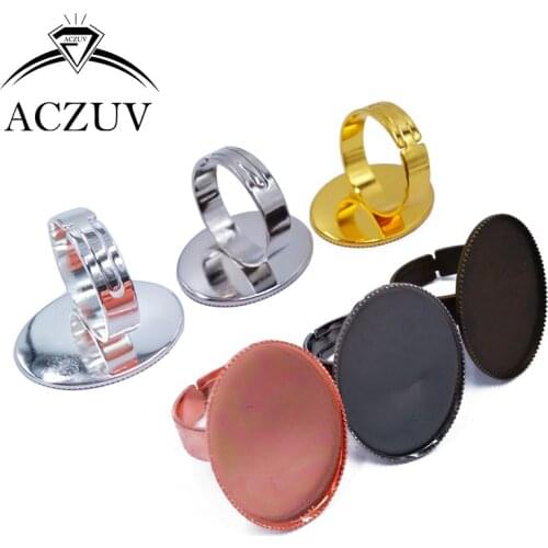 Wholesale Lot 100pcs 10x13mm 13x18mm 18x25mmm 30x40mm Oval Teeth Adjustable Ring Blank Bezel Ring Cabochon Cameo Base Settings