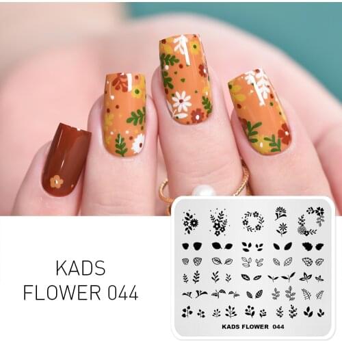KADS Flower 044 Nail Stamping Plates Flower & Leaf Nail Template DIY Stamp Image Plate Stamping Template Stencil Beauty Tools