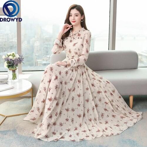 Large Size Long Temperament Dress For Women 2021 New Spring High Waist Thin Long Sleeve Floral Dress Korean Female Vestidos 4XL