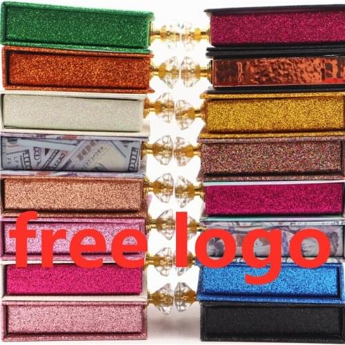 Crystal handle wholesales NEW 25mm False Eyelashes Packaging Box Lash Boxes Fake 3d Mink Lashes Glitter Case empty free logo