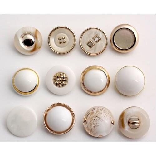 6pcs 16-38mm Round Resin Buttons Shank Button White Wild Fashion Windbreaker Jacket Coat Decorative Button Sewing Accessories