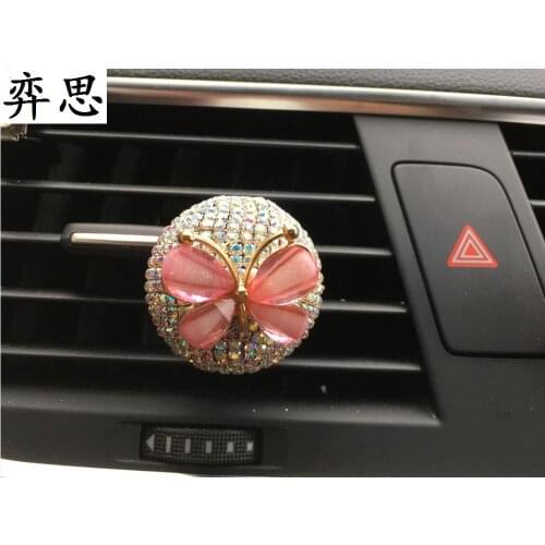 Pink Butterfly diamond ball car styling accessories Air refreshing agent for air conditioner Lady car perfume 100 Original