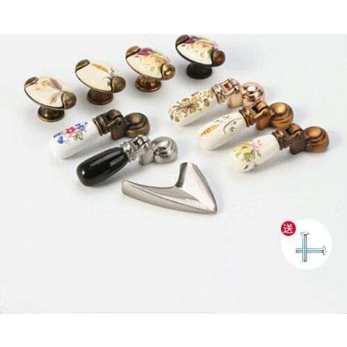 Retro Pastoral Style Zinc Alloy Single Hole Handle Drawer Shoe Cabinet Ceramic Handle Solid Coffee Ancient Rose Ceramic Handle