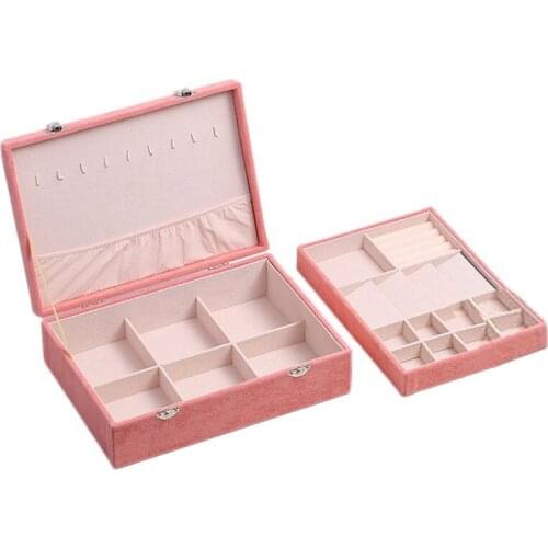 Ornament Storage Box Double-Layer High Capacity Leather Jewellery Box Necklace Watch Display Box Cosmetics Organizer