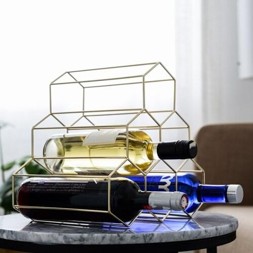 Nordic Wine Rack Metal Bottle Storage Gold Shelf Red Display Household Decorations Bar Tools