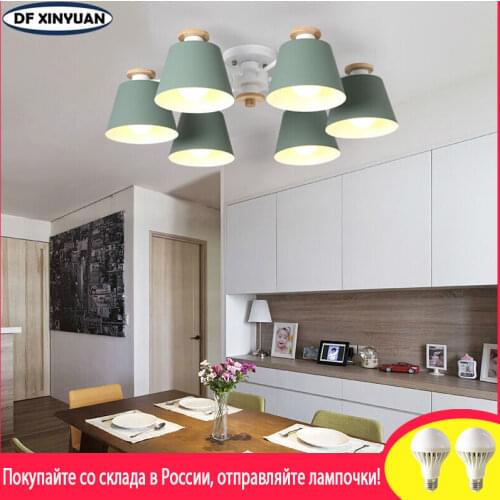 Nordic Macaron Colorful Style E27LED Chandelier Kitchen Living Room Bedroom Dining Warm Forging Craft Lighting Lamp