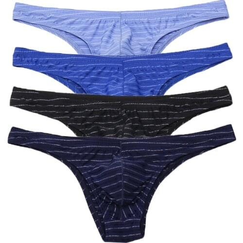 4PCS/Lots Sexy Mens Mini Briefs Jockstrap Striped Underwear Slip Homme Gay Panties Calzoncillos Hombre Underpants Bikini Tanga