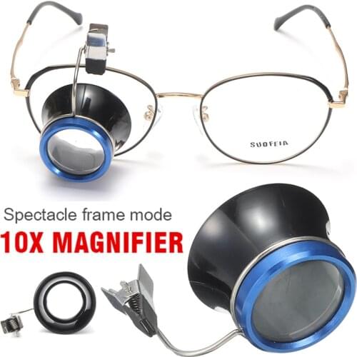 10x Clip-on Eyeglass Magnifier For Jewelry Watch Magnifying Repair Accessories Watchmakers Monocular Magnifying Lens Repair Tool