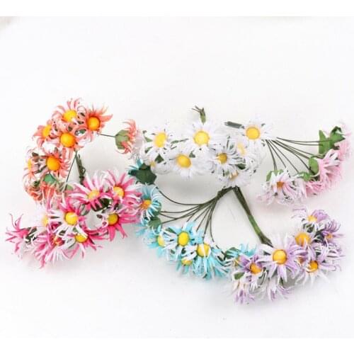 10Pcs high quality rayon chrysanthemum wedding home vase decorations DIY wreath gift box clip clip flower real touch