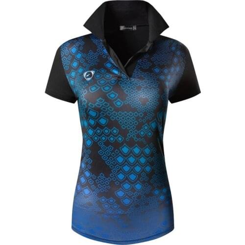 Jeansian Style Womens Casual Short Sleeve T-Shirt Tee Floral Print Polo Shirts Tshirt Golf Polos Tennis Badminton SWT314 Black