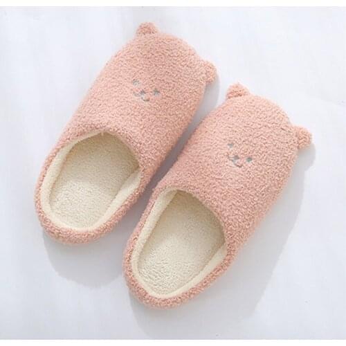 Winter Slippers Women Indoor Warm Home Slippers Kawaii Soft Non-slip Bedroom Shoes Woman Flat Furry Slides Ladies Female Sandals