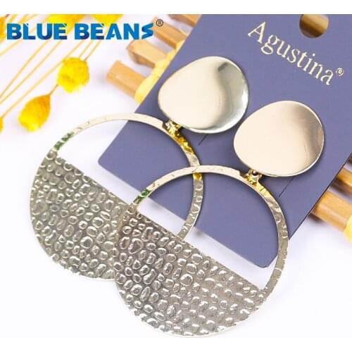 Women Metal Earrings Fashion Jewelry Drop Earring Geometric Minimalist Bohemian Classic Print big Earrings Gold/silver Color