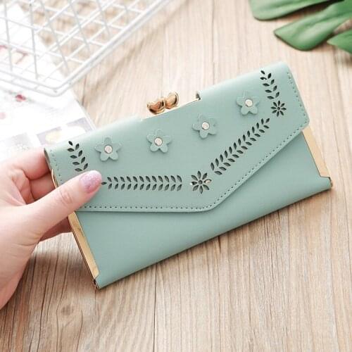 Hollow Flowers Wallet Women Purses Wallets Ladies Clutch Bag Leather Purse Luxury Wallet Card Holders Long Wallet Woman