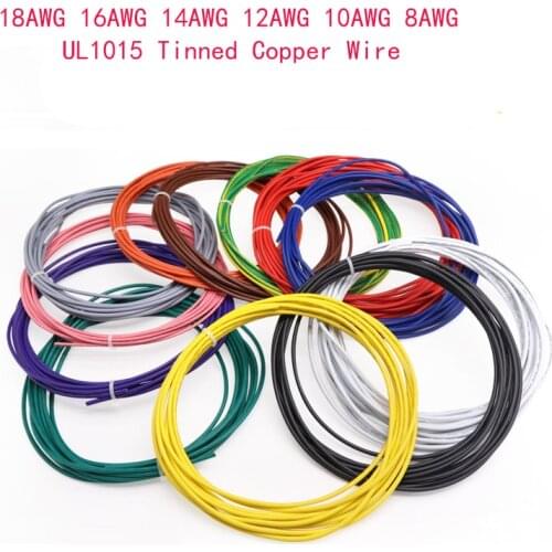 1/2/5 M Wire Cable 20 18 16 14 12 10 8AWG Voltage 600V High TEMP 105° UL1015 PVC Tinned Copper Wire Appliance Electrical LED Car