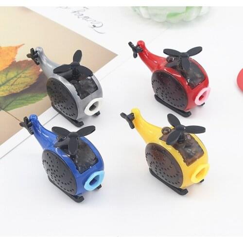 1pcs Cute Helicopter Design Pencil Sharpener Fun Student Stationery Manual Cutter Pen Single Hole Pen Sharpeners for School Home
