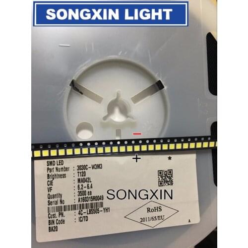 1000pcs Professional LED LCD TV backlight Light bulb AOT 3030 6V patch lamp bead light source Cold white light